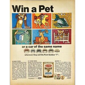 Du Pont Golden 7 Motor Oil Additive "First Sweepstakes" Vintage Print Ad 1967